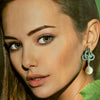 Turquoise Crystal Baroque Pearl Snake Earrings - Lindie Earrings