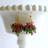 #3 Caprice Earrings - Rubellite Green Apatite Watermelon Tourmaline Cluster Earrings