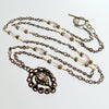 #1 Micheline Necklace - Pink TourmalinebRose Quartz Georgian Paste Enamel Heart Locket