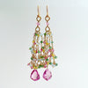 #1 Delphine Tassel Earrings - Pink Topaz Emerald Blue Topaz Yellow Zircon