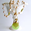 #5 Marjory Necklace Opaline Scent Bottle Peridot Pink Pearls