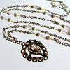 #2 Micheline Necklace - Pink TourmalinebRose Quartz Georgian Paste Enamel Heart Locket