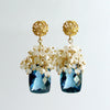 #1 Dione VI Earrings - London Blue Topaz Moonstone Seed Pearls