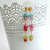Watermelon Tourmaline Slices Pink Topaz Apatite Peridot Duster Earrings - Andrea IV Earrings