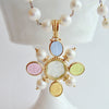 Freshwater Pearls Removable Venetian Pastel Intaglio Maltese Cross Pendant - Basiglio Necklace
