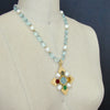 Maltese-Style Intaglio Removable Pendant, Aqua Quartz and Pearls Necklace - Catania II Necklace