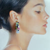 Blue Chalcedony Carved Pk Sapphire Leaves Cluster Earrings - Fleur XI Earrings