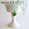 Napoleonic Bee Venetian Glass Intaglio Pendant Aqua Chalcedony Emerald Pearl Necklace - Peu d’Abelle IV Necklace