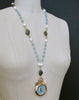Sailor’s Valentine Pocket Watch Aqua Chalcedony Labradorite Necklace - Antigua IV Necklace