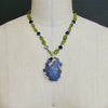 Peridot Nuggets Quatrefoil Lapis Foliate Pendant Necklace - Avery Necklace