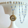 Kyanite With Georgian Crown & MOP Vinaigrette Locket - Azora Necklace