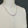 Beryl Aquamarine Morganite Necklace With 14k Gold Diamond Filigree Clasp - Belle Necklace