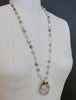 Champagne Moonstone Necklace with Detachable Geode Slice Pendant - Coco Necklace