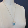 Shield Cut Aquamarine Seed Pearl Cluster Pendant Necklace - Diana II Necklace