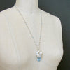Fancy Cut Blue Topaz Seed Pearl Cluster Pendant Necklace - Diana Necklace