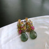Moss Aquamarine, Pink Topaz, Pink Zircon, Amethyst, Peridot, Iolite Cluster Earrings - Fleur V Earrings