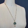 Green Tourmaline Slice With Hand Linked Tourmaline Chain - Laurel Pendant Necklace