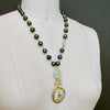 Evergreen Baroque Pearls, Aquamarine & Hand Painted Porcelain Pendant Necklace - Marie’s Folly Necklace