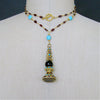 #9 Adrianna Necklace - Austro Hungarian Fob Garnets Turquoise