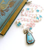 #6 Adaline Necklace - Pink Agate Apatite Pearls Guilloche Scent Bottle