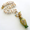 #1 Claudette Necklace - Cherub Scent Bottle Pink Pearls Necklace