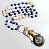 #1 Lillian Necklace - Lapis Pink Quartz Porcelain Chatelaine Scent Bottle