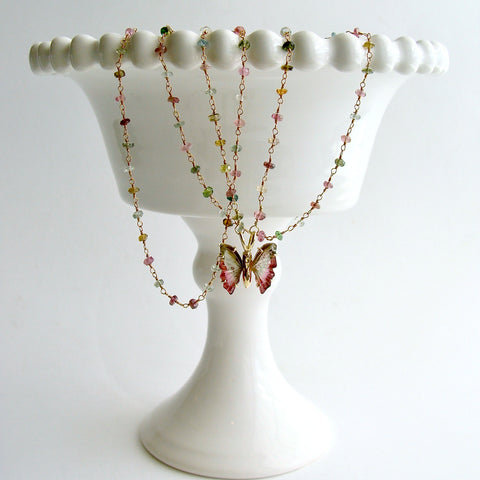 #2 Le Papillon IX Necklace - 18k Gold Tourmaline Butterfly Necklace
