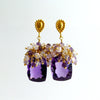 #1 Paisley Earrings - Amethyst Scorolite Rose Quartz Cluster Earrings