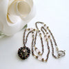 #4 Micheline Necklace - Pink TourmalinebRose Quartz Georgian Paste Enamel Heart Locket