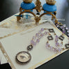 Lover’s Eye Pink Amethyst Button Pearls Silver Paste Quatrefoils Necklace - Delphina Necklace