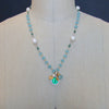 Napoleonic Bee Venetian Glass Intaglio Pendant Aqua Chalcedony Emerald Pearl Necklace - Peu d’Abelle IV Necklace