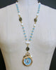 Sailor’s Valentine Pocket Watch Aqua Chalcedony Labradorite Necklace - Antigua IV Necklace