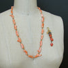 Coral Branch Necklace Removable Hand and Heart Coral Lampwork Figa Pendant - Cordelia Necklace