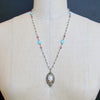 Sleeping Beauty Turquoise Pink Sapphire Pearl Rubies Georgian Porcelain Mourning Locket Necklace - Emiline Necklace