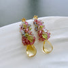 Citrine, Blue Topaz, Pink Topaz, Amethyst, Peridot and Iolite Cluster Earrings - Fleur II Earrings
