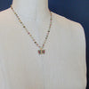 18K Gold Watermelon Tourmaline Butterfly Pendant Tourmaline Beaded Chain - Le Papillon XXII Necklace