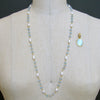 Aqua Venetian Intaglio Blue Topaz Freshwater Pearl Necklace - Matera II Necklace