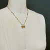 18/14K Solid Gold Pink Green Watermelon Tourmaline Butterfly Necklace - Le Papillon XIV Necklace