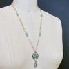 #9 Floriana Necklace - Pink OpalAqua Chalcedony Micromosaic Necklace