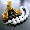 #2 Blanca Necklace - 20mm White Agate Golfballs