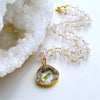 #2 Langley Necklace - Rose Quartz Druzy Slice Tourmaline Crystal