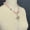 Maltese-Style Intaglio Removable Pendant, Rose Quartz, Apatite and Pearls Choker Necklace - Catania Necklace