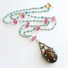 #1 Ainsley Necklace - Turquoise Pink Topaz Austro Hungarian Chatelaine Scent Bottle