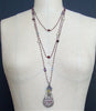 #5 Gisela III Necklace - Garnet Triple Strand Amethyst Silver Chatelaine Bottle