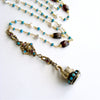#5 Étaín Necklace - Turquoise Garnet Keshi Pearls Austro Hungarian Swan Fob