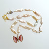 #2 Le Papillon Pearls Necklace - Pink Biwa Pearls 18k Gold Pink Tourmaline Butterfly Necklace