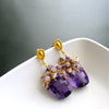#3 Paisley Earrings - Amethyst Scorolite Rose Quartz Cluster Earrings