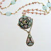 #2 Floriana Necklace - Pink OpalAqua Chalcedony Micromosaic Necklace