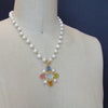 Freshwater Pearls Removable Venetian Pastel Intaglio Maltese Cross Pendant - Basiglio Necklace