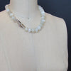 White Moonstone Choker Necklace with Abalone Inlay Toggle - Selene Necklace